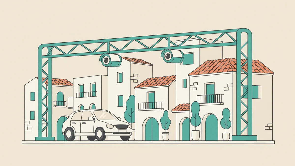 Cámara de control de acceso a una zona de bajas emisiones en una ciudad