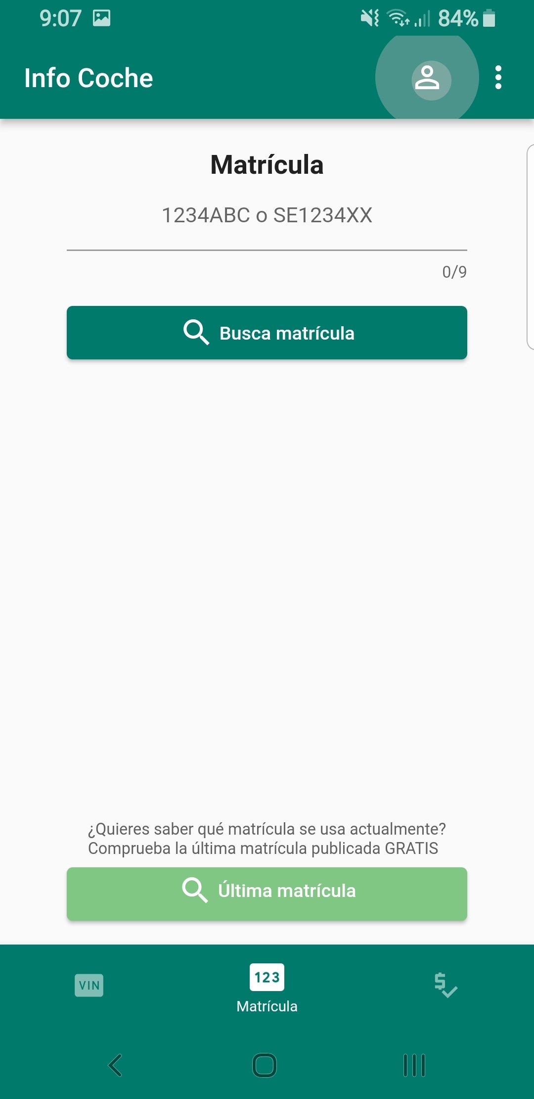 Botón para acceder a tu cuenta en la app de Info Coche